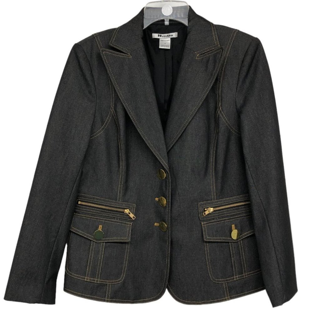 Peter Nygard Women's Dark Blue Denim Blazer